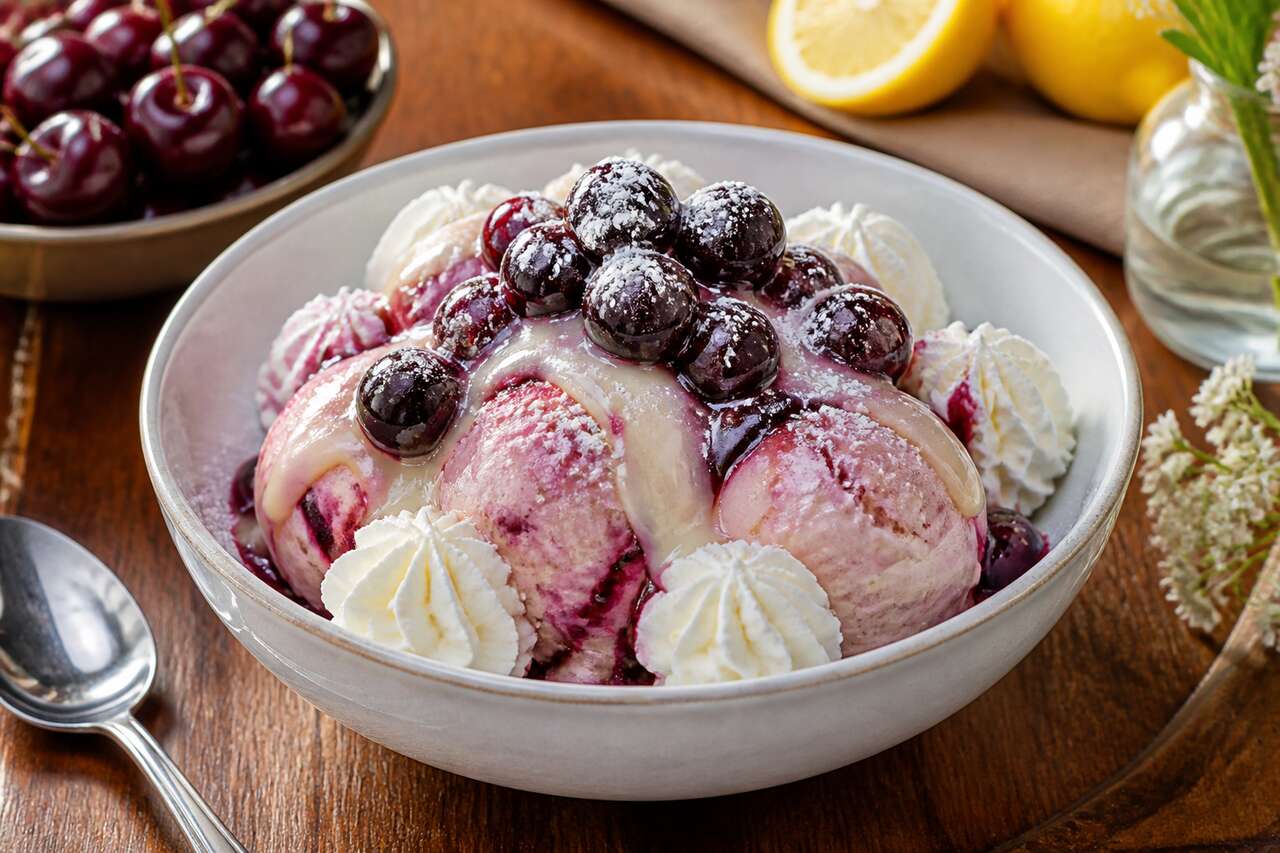 Glace cerise express sans sorbetière : luxe assuré