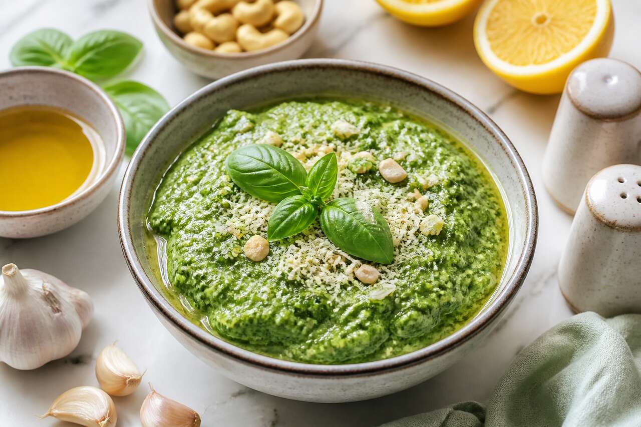 Pesto basilic sans pignons : recette onctueuse