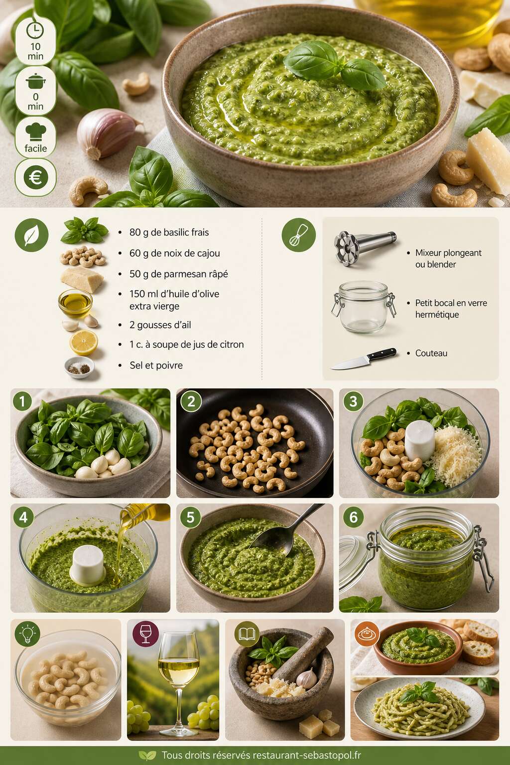 Fiche recette Pesto basilic sans pignons : recette onctueuse Fiche recette Pesto basilic sans pignons : recette onctueuse