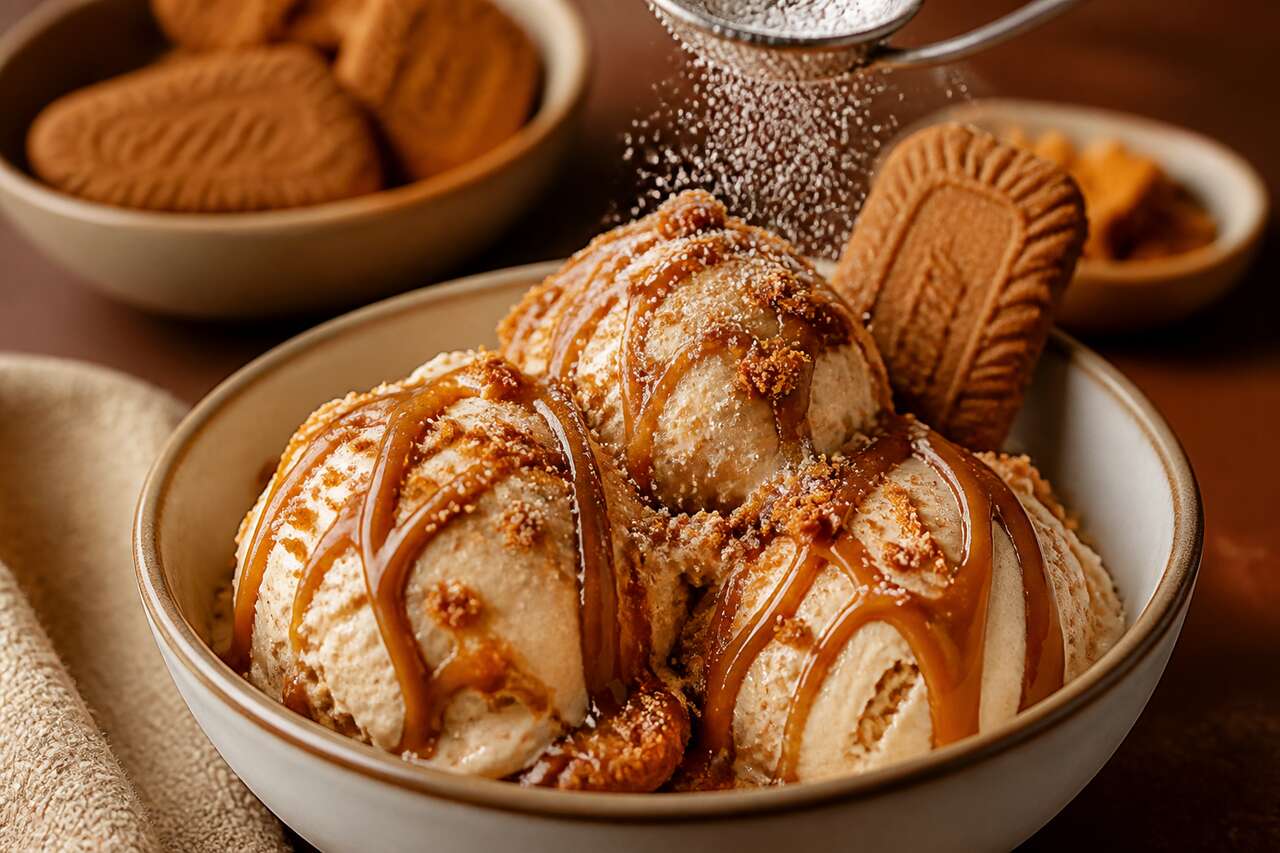 Glace au spéculoos : plaisir onctueux