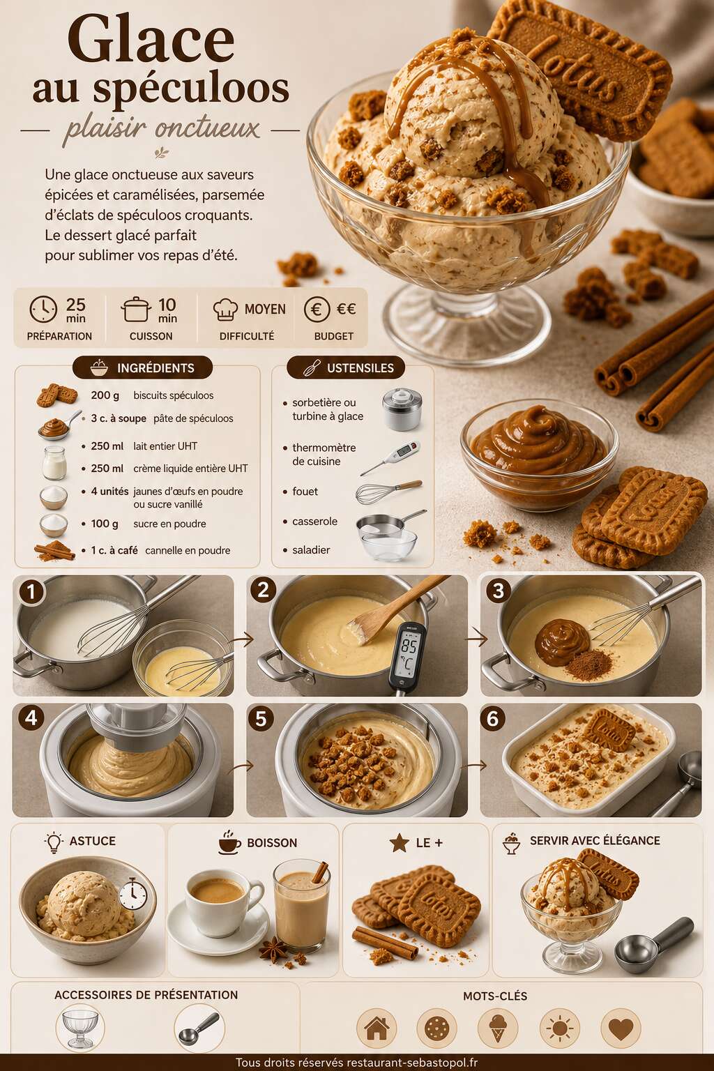 Fiche recette Glace au sp&eacute;culoos : plaisir onctueux