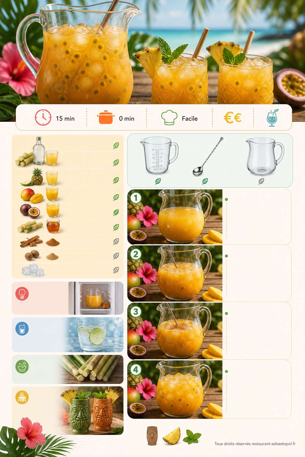 Fiche recette Punch planteur fruits d'été : exotisme rafraîchissant Fiche recette Punch planteur fruits d'été : exotisme rafraîchissant