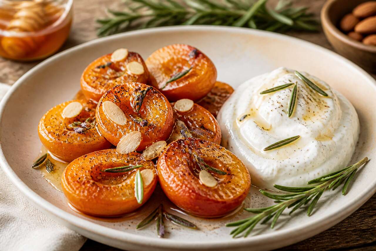 Abricots rôtis au romarin et yaourt grec : le duo gourmand de l'été