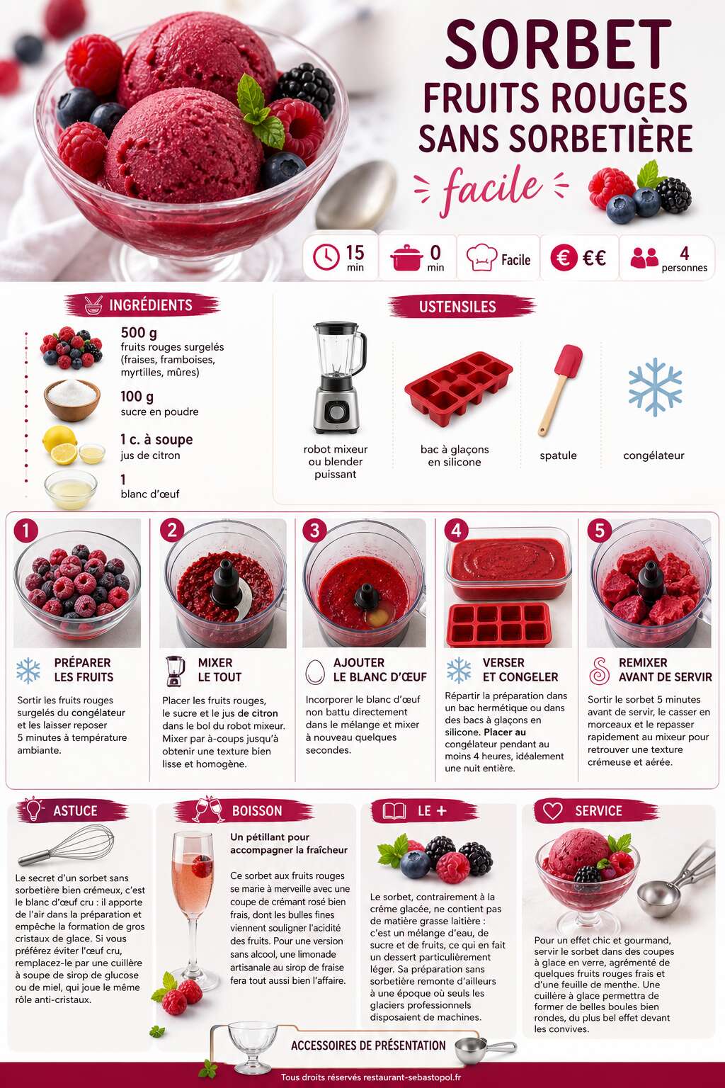 Fiche recette Sorbet fruits rouges sans sorbeti&egrave;re facile
