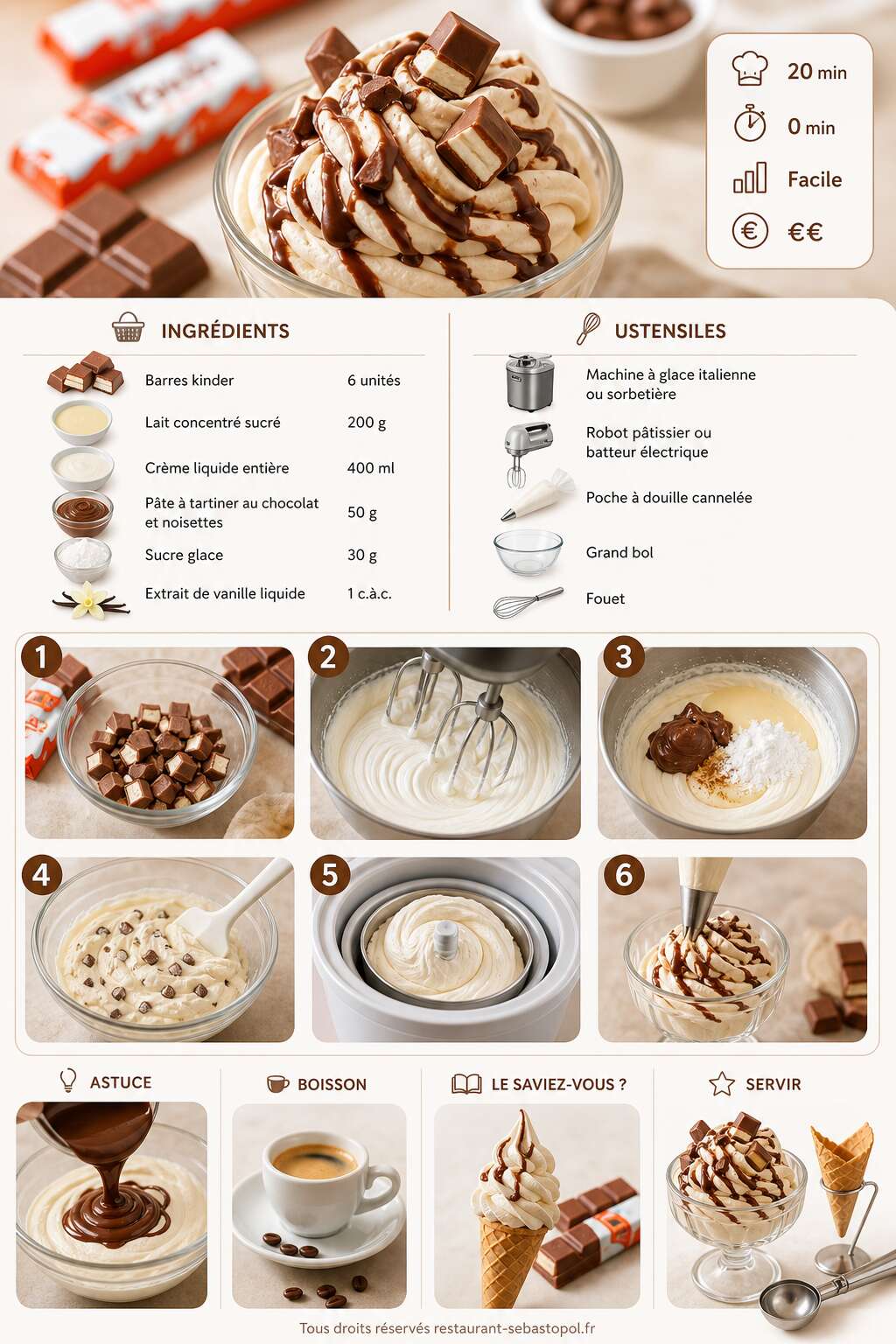 Fiche recette Glace italienne Kinder maison facile et gourmande Fiche recette Glace italienne Kinder maison facile et gourmande