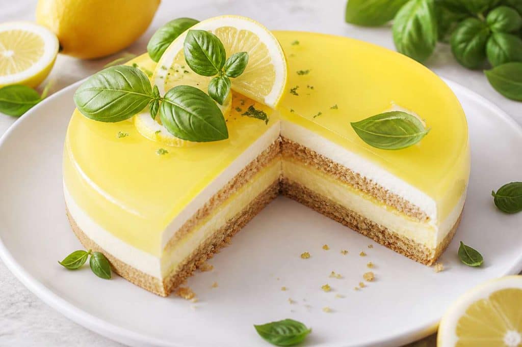 Entremets citron basilic frais et aromatique