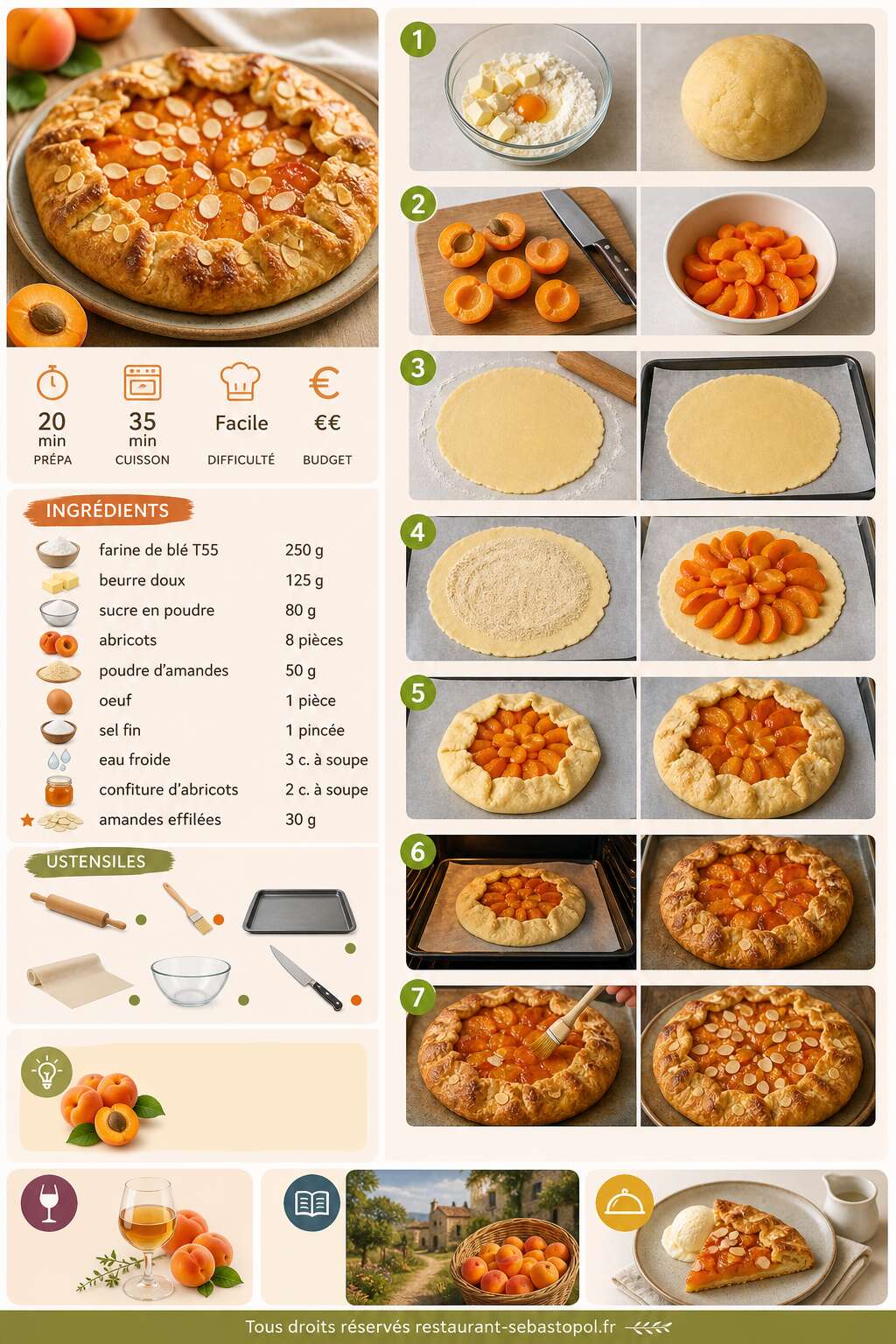 Fiche recette Tarte abricots rustique facile par Hervé Cuisine Fiche recette Tarte abricots rustique facile par Hervé Cuisine