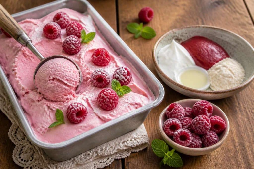 Glace framboises maison simple et délicieuse