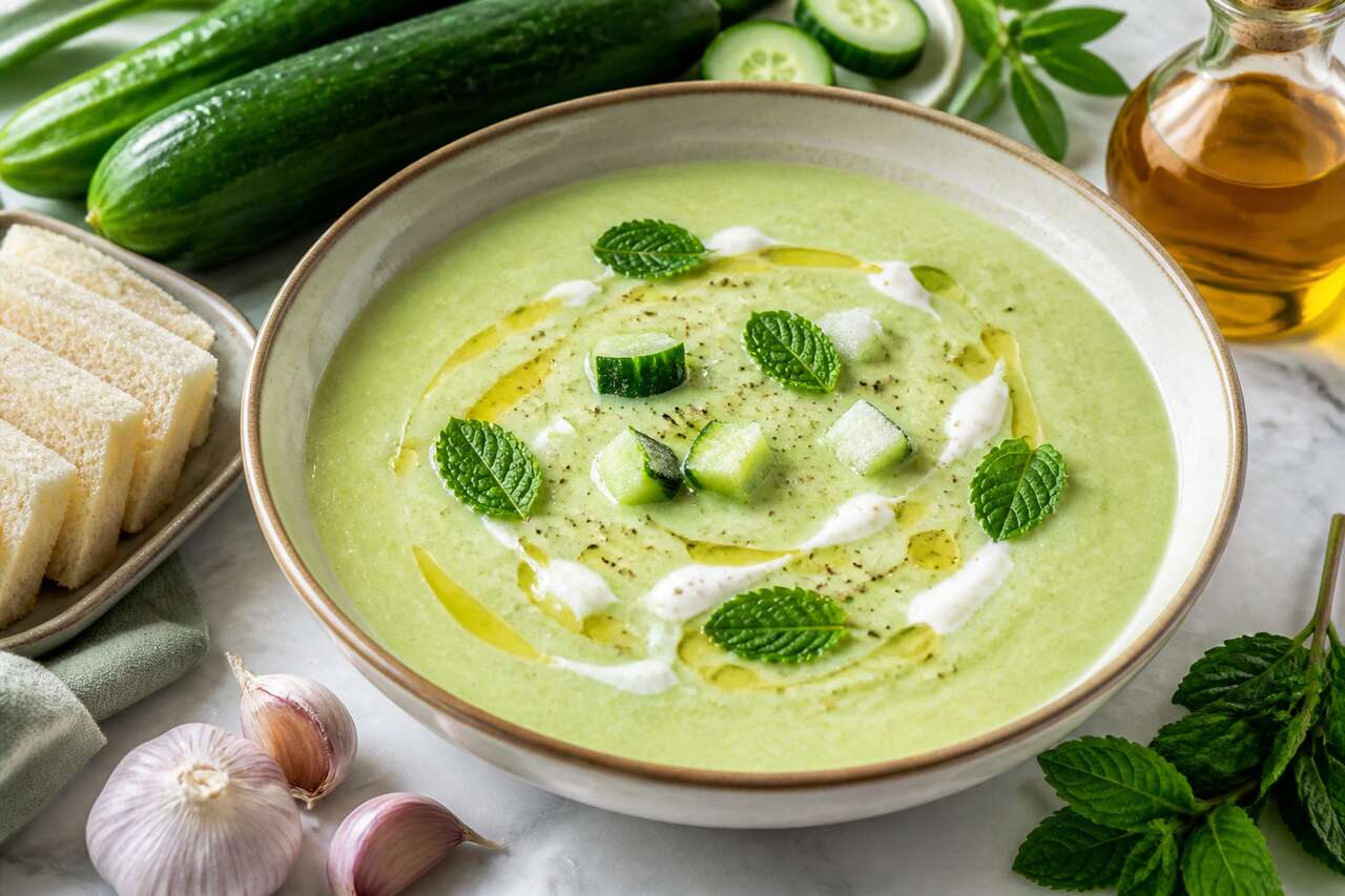 Gaspacho concombre léger et rafraîchissant