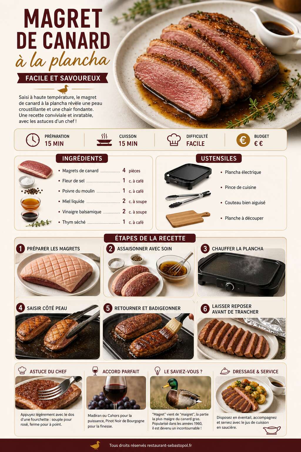 Fiche recette Magret de canard à la plancha : facile et savoureux Fiche recette Magret de canard à la plancha : facile et savoureux
