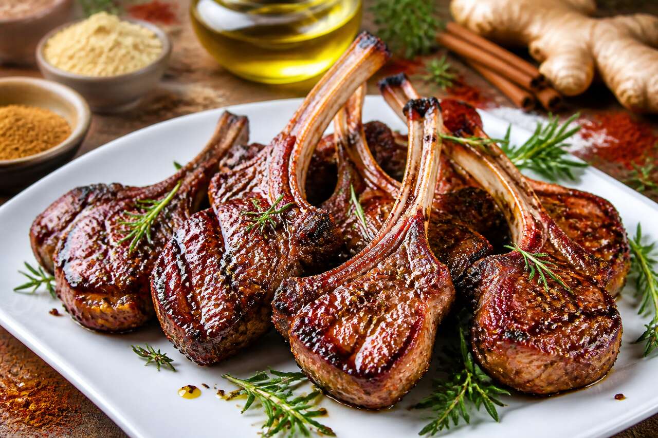Côtelettes d'agneau grillées au miel et épices douces