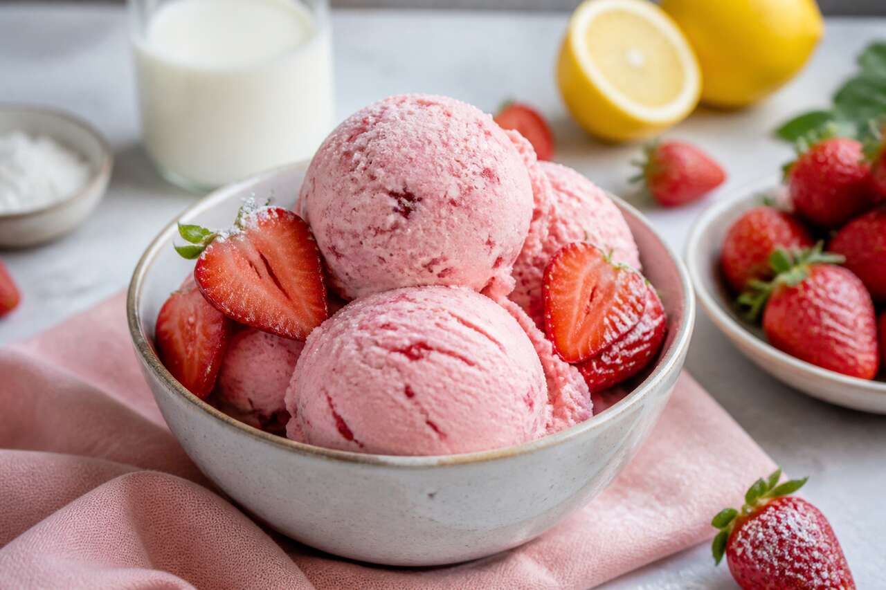 Crème glacée fraise maison simple et savoureuse