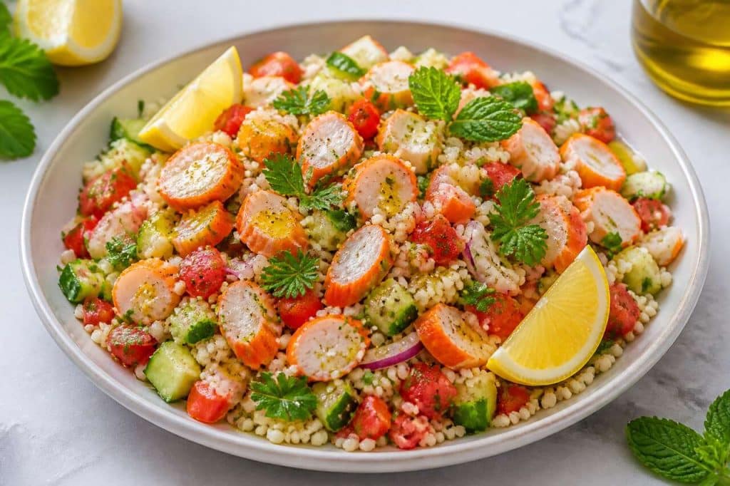 Taboulé au surimi et légumes frais : recette express et savoureuse