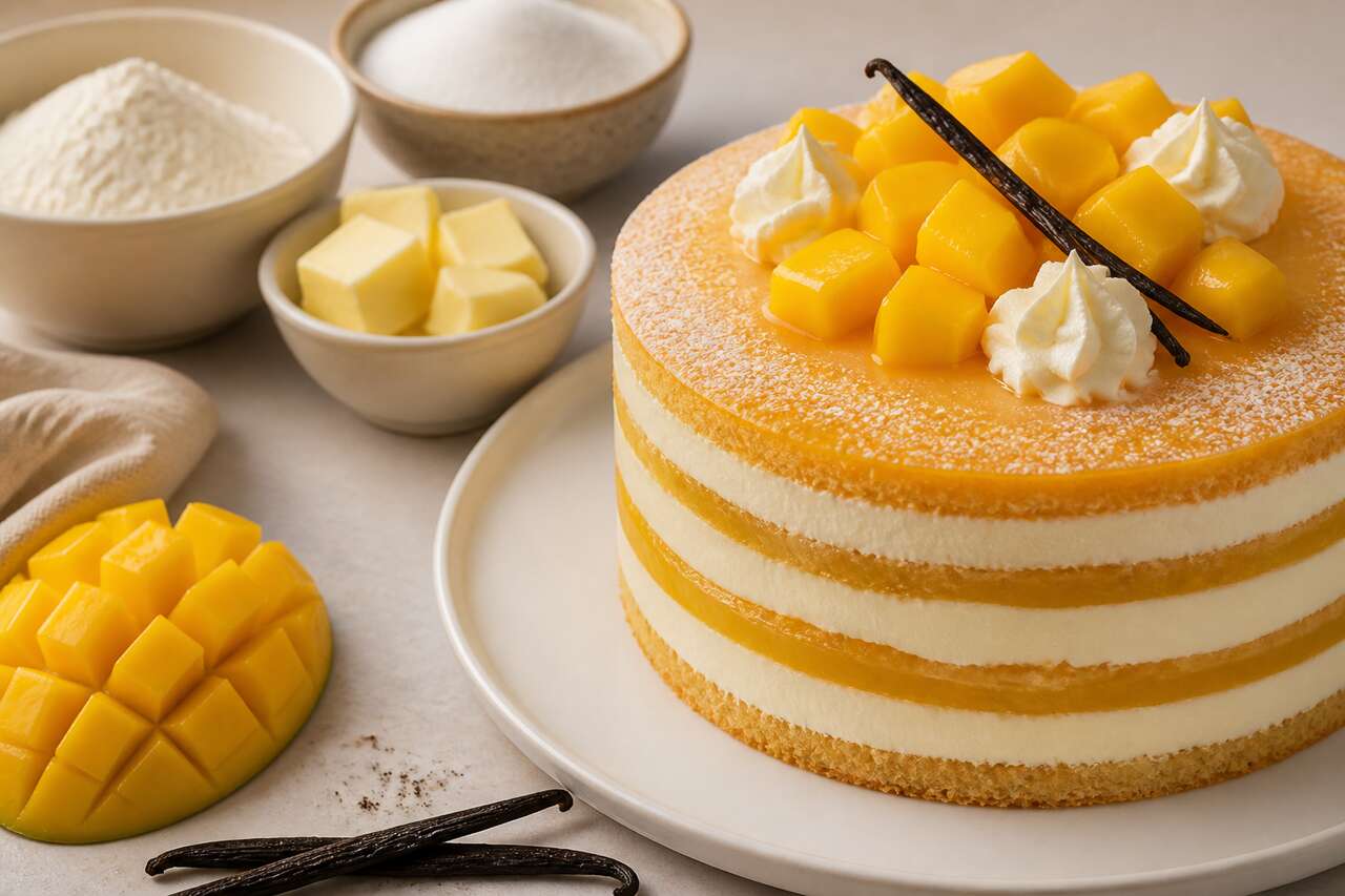 Layer cake mangue vanille : douceur exotique