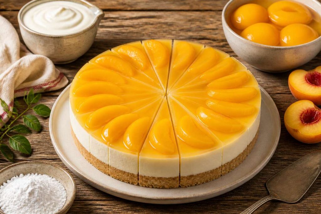 Cheesecake pêches sans cuisson rapide et simple