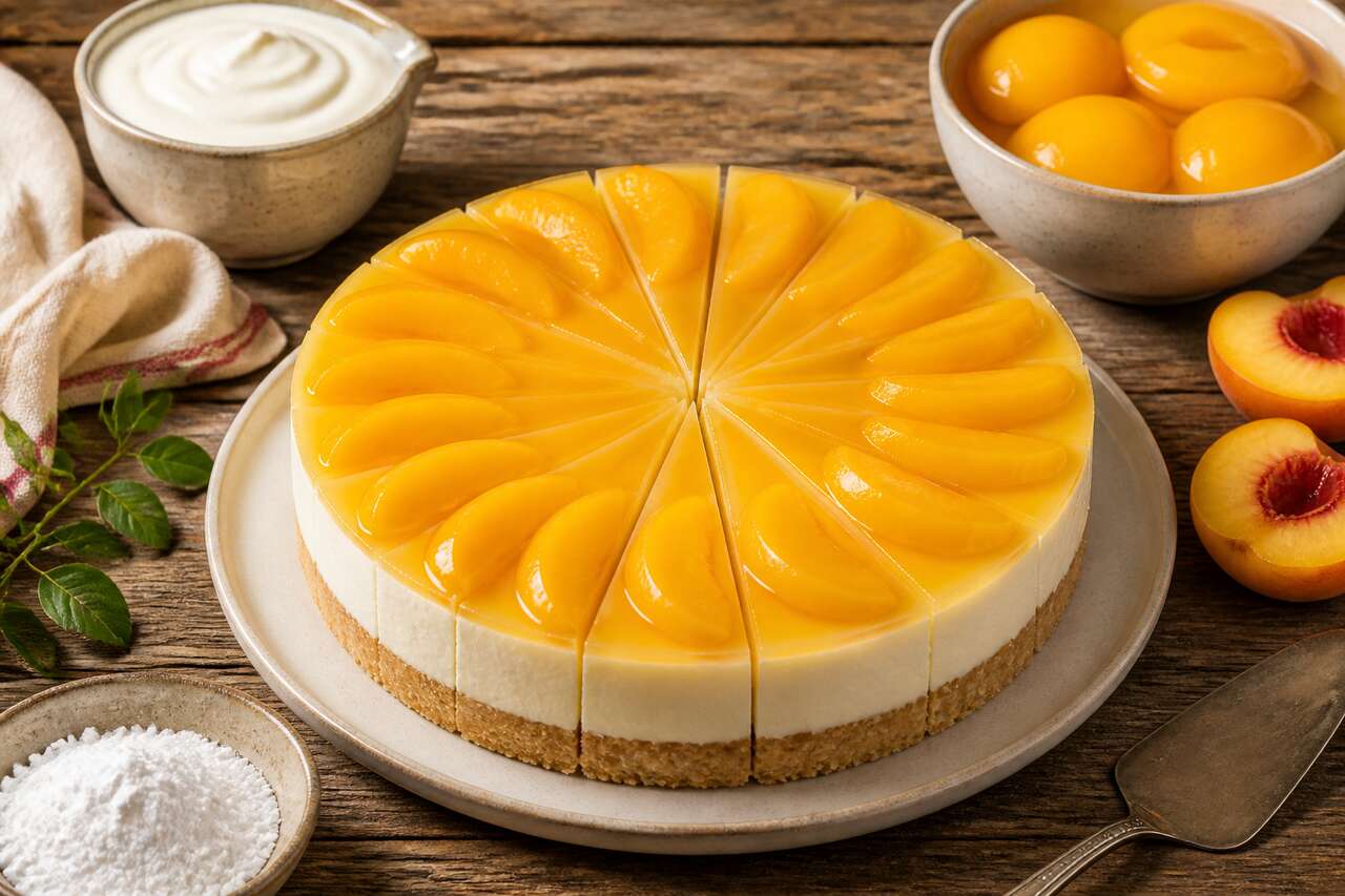 Cheesecake pêches sans cuisson rapide et simple