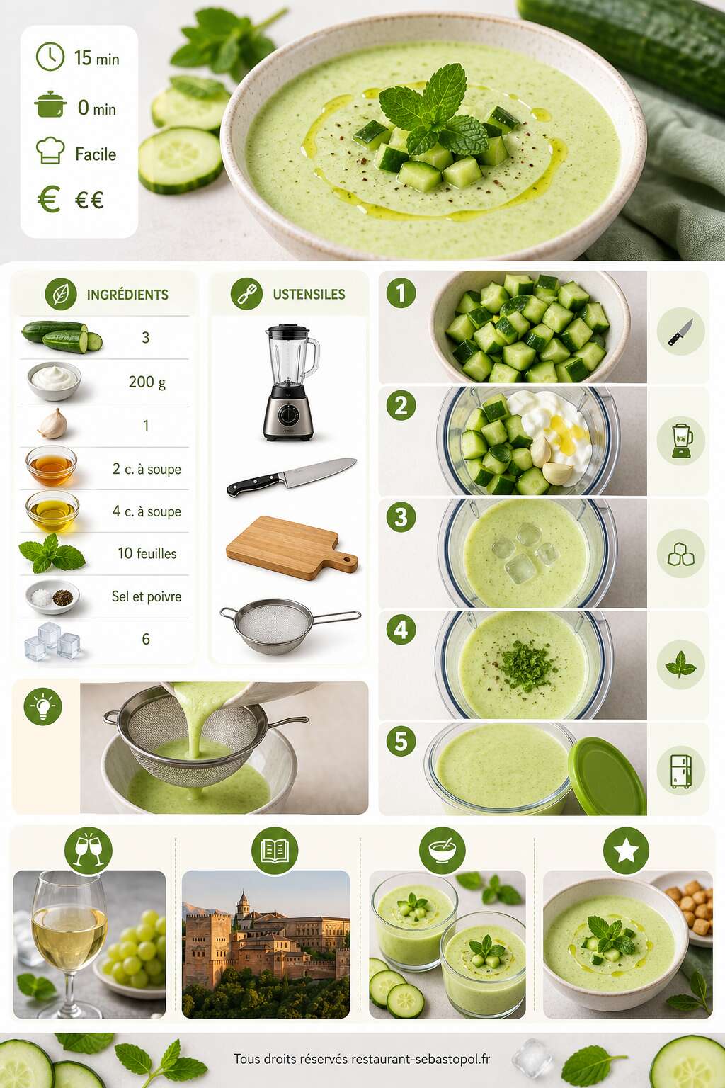 Fiche recette Gaspacho de concombre : la recette fraîche et légère de l'été Fiche recette Gaspacho de concombre : la recette fraîche et légère de l'été
