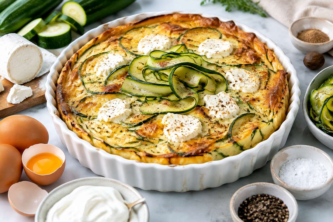 Flan courgette chèvre simple et savoureux