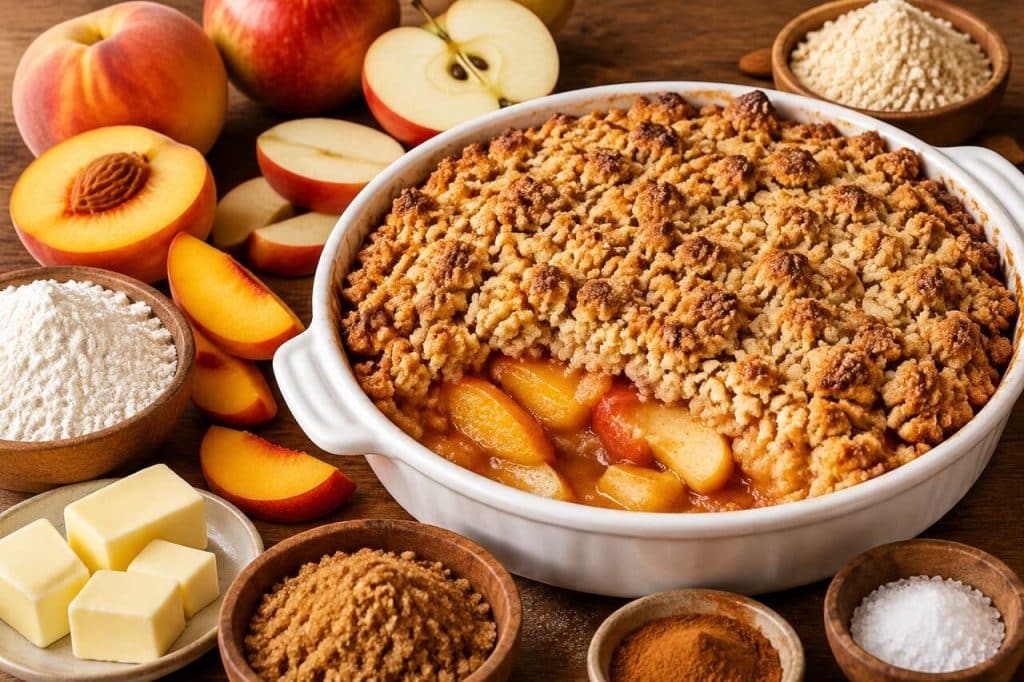 Crumble pêches pommes gourmand simplifié