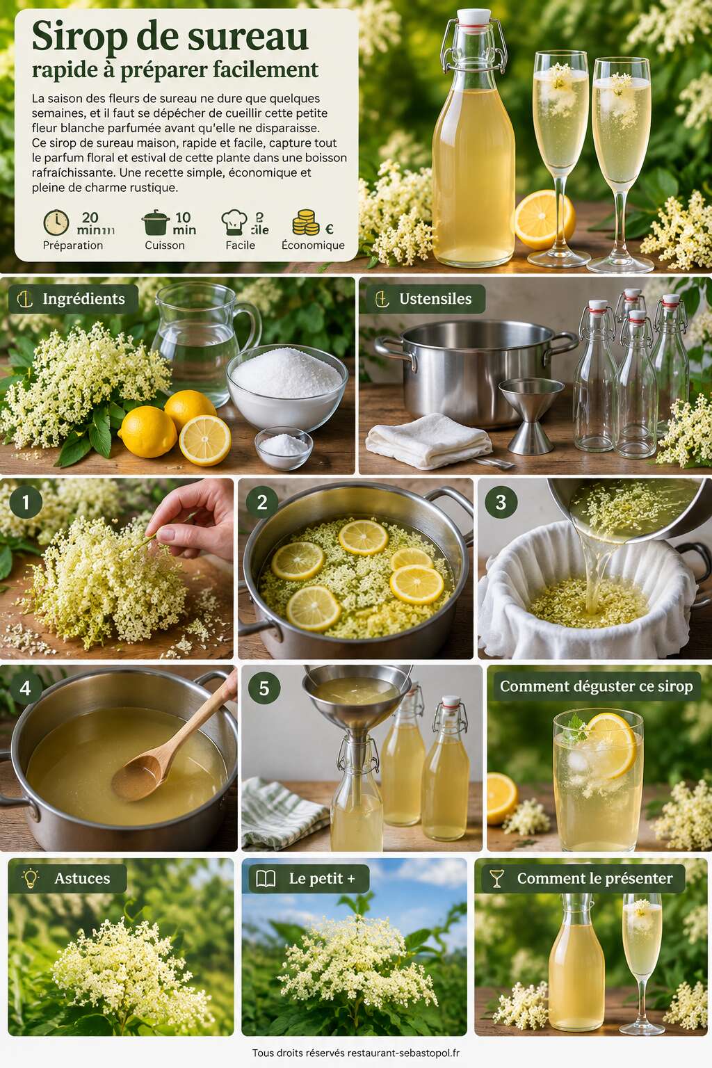 Fiche recette Sirop de sureau rapide à préparer facilement Fiche recette Sirop de sureau rapide à préparer facilement