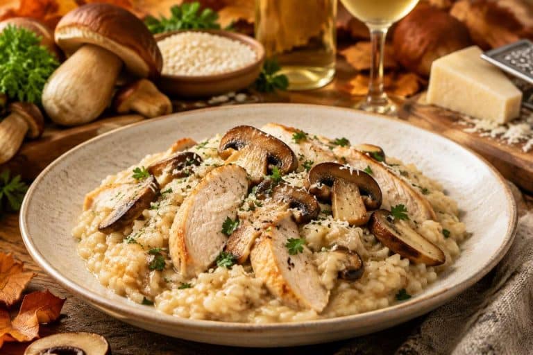 Risotto cèpes poulet : automne en cuisine