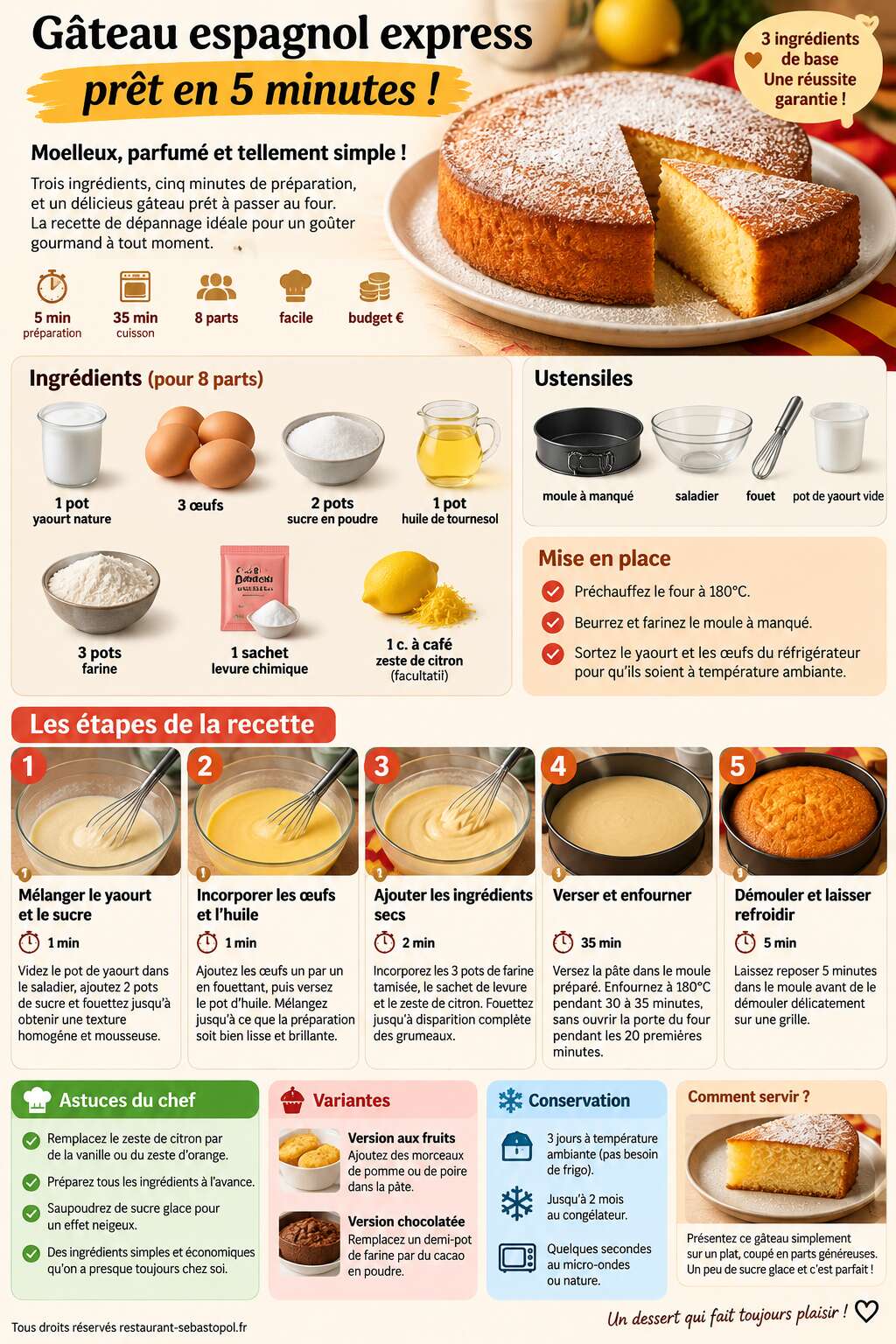 Fiche recette G&acirc;teau espagnol express pr&ecirc;t en 5 minutes !