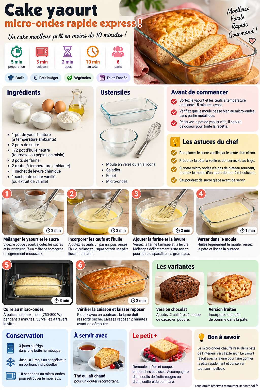 Fiche recette Cake yaourt micro-ondes rapide express ! Fiche recette Cake yaourt micro-ondes rapide express !