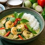 Curry vert thaï crevettes coco onctueux