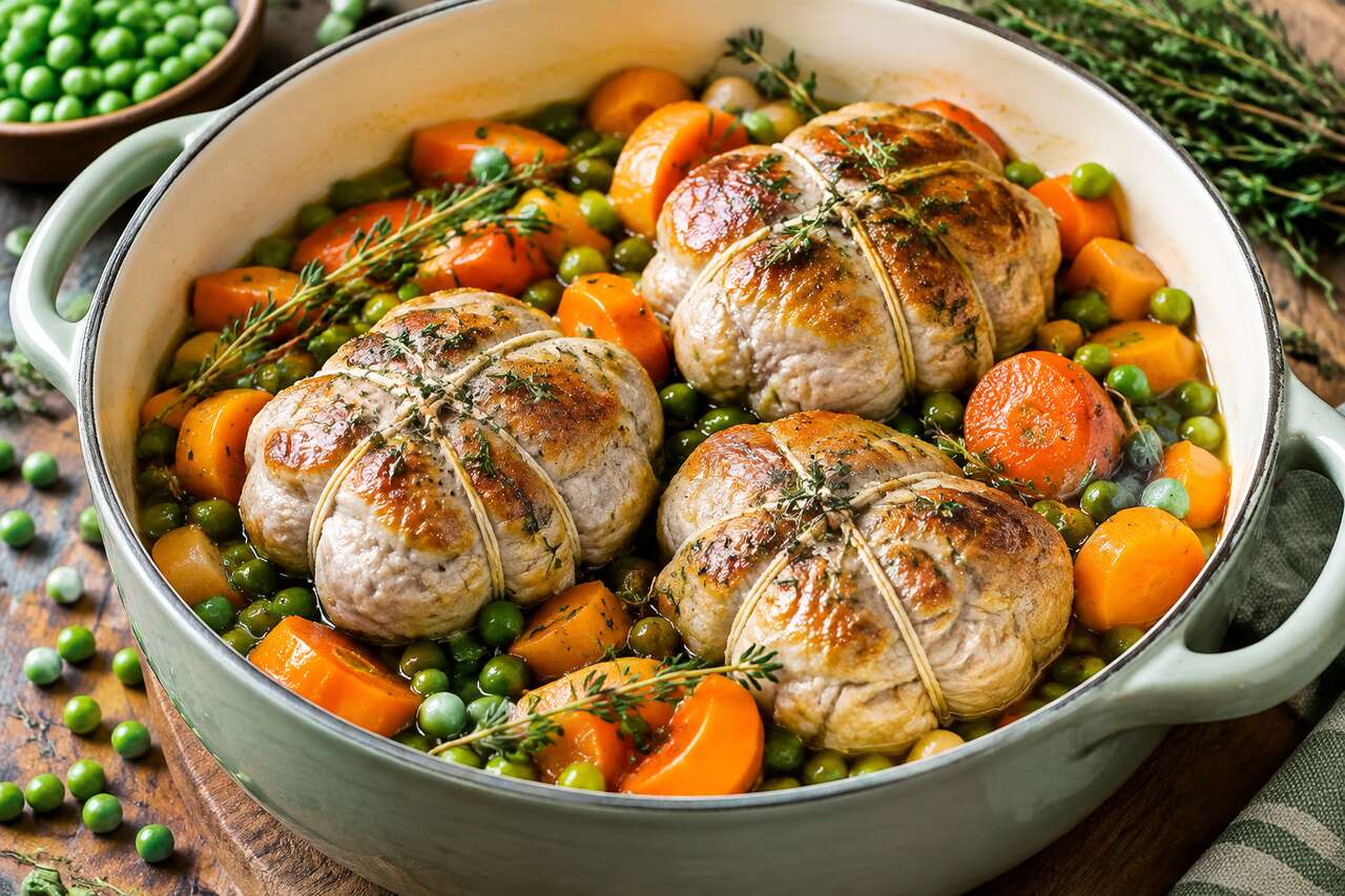 Paupiettes petits pois-carottes express à la cocotte minute