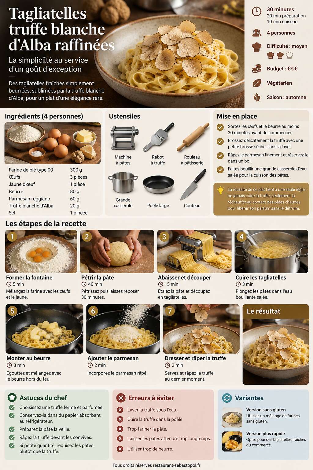 Fiche recette Tagliatelles truffe blanche d'Alba raffinées Fiche recette Tagliatelles truffe blanche d'Alba raffinées