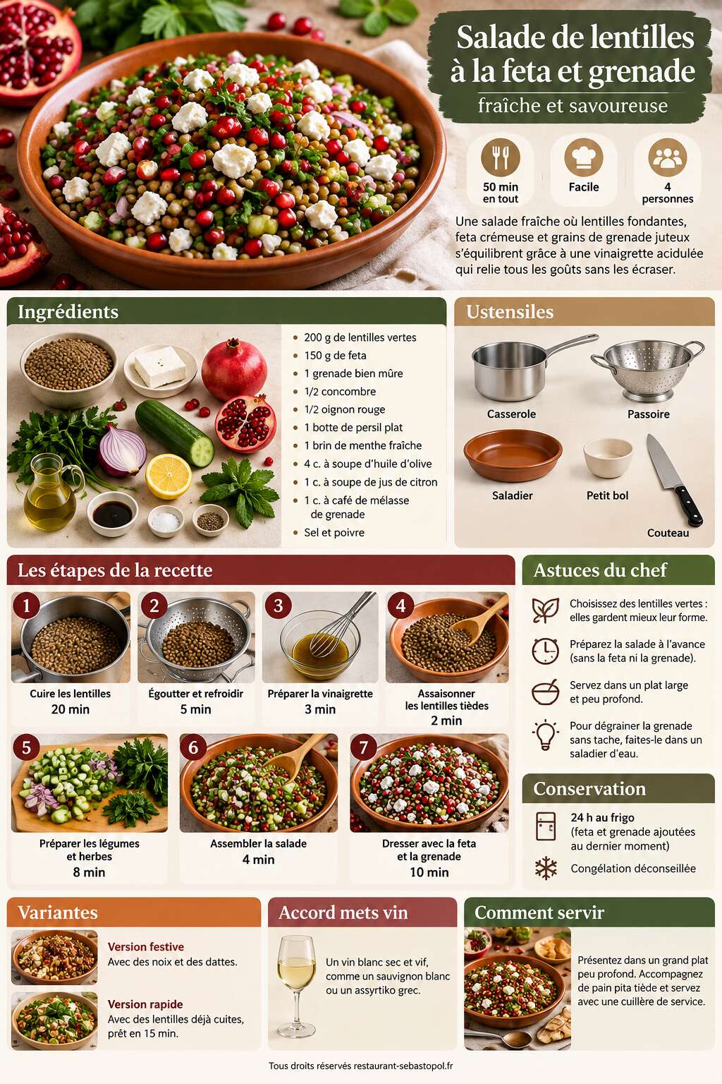 Fiche recette Salade de lentilles à la feta et grenade : fraîche et savoureuse Fiche recette Salade de lentilles à la feta et grenade : fraîche et savoureuse