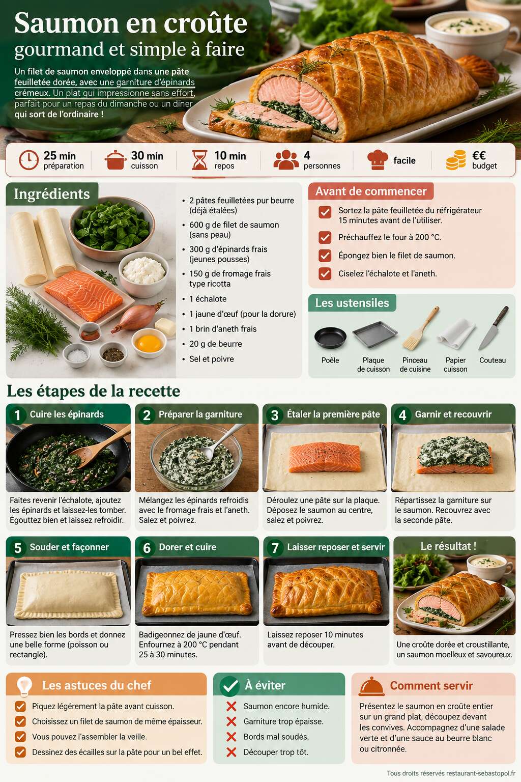 Fiche recette Saumon en croûte gourmand et simple à faire Fiche recette Saumon en croûte gourmand et simple à faire