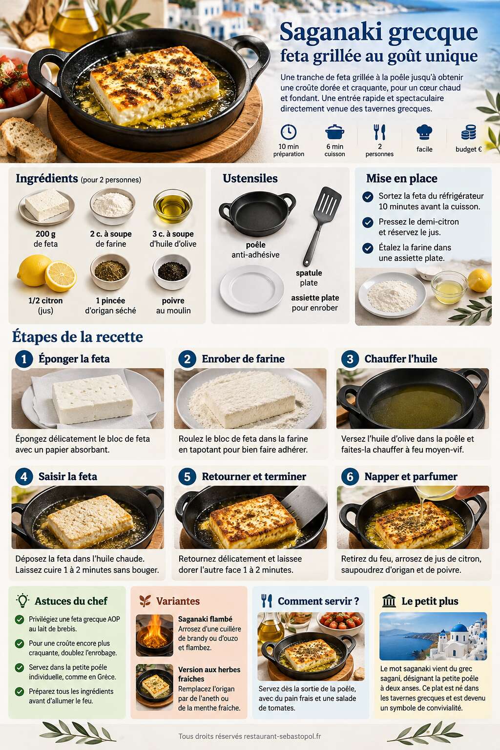 Fiche recette Saganaki grecque : feta grill&eacute;e au go&ucirc;t unique