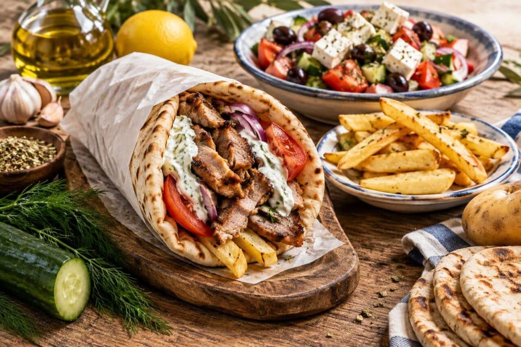 Pita grecque au porc gyros maison