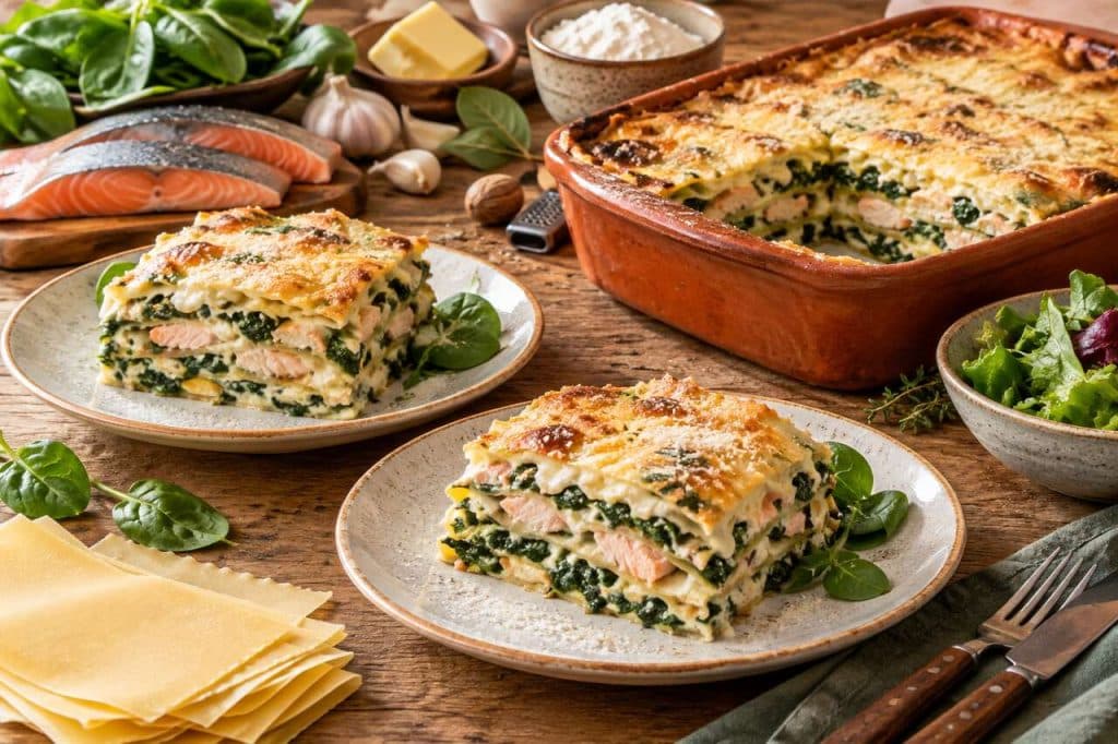 Lasagnes épinards-truites délicieuses faites maison