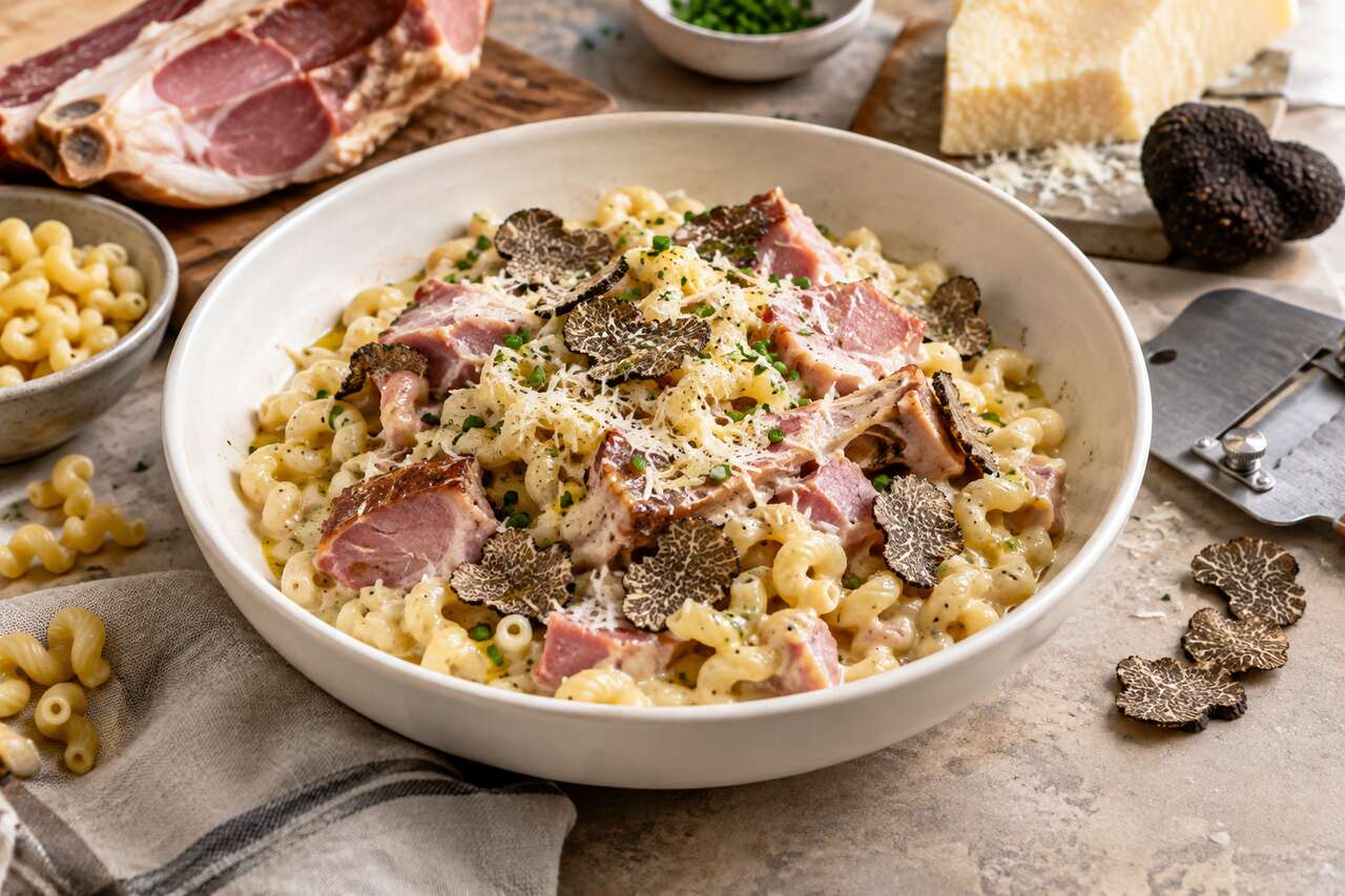 Coquillettes jambon truffe revisitées pour surprendre vos invités !