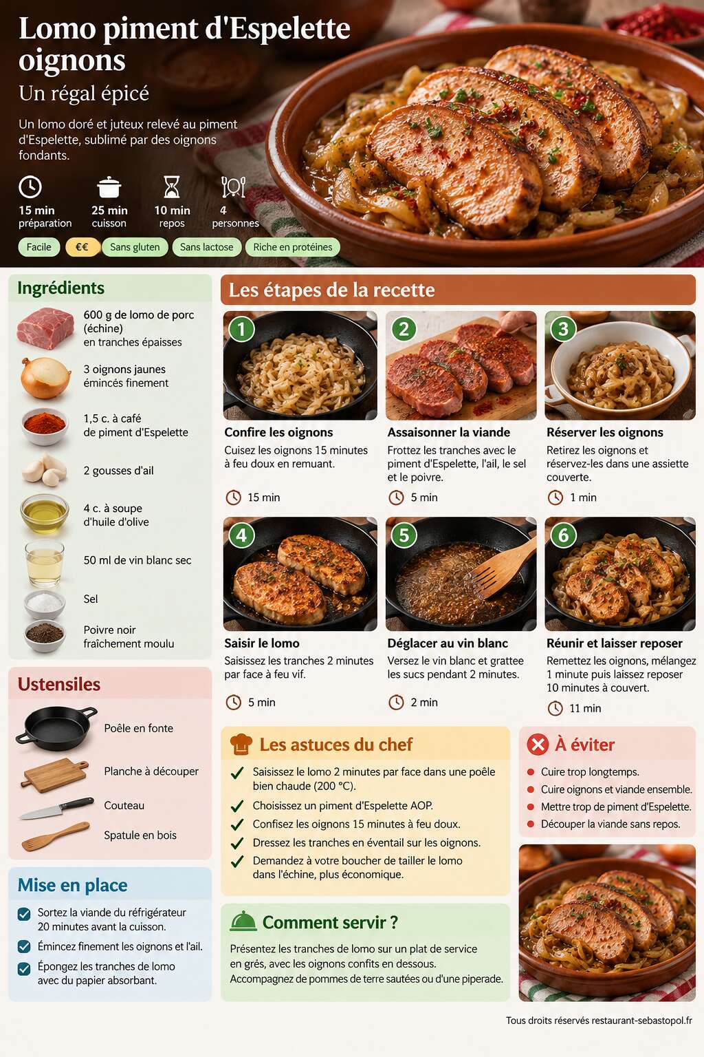 Fiche recette Lomo piment d'Espelette oignons : un r&eacute;gal &eacute;pic&eacute;