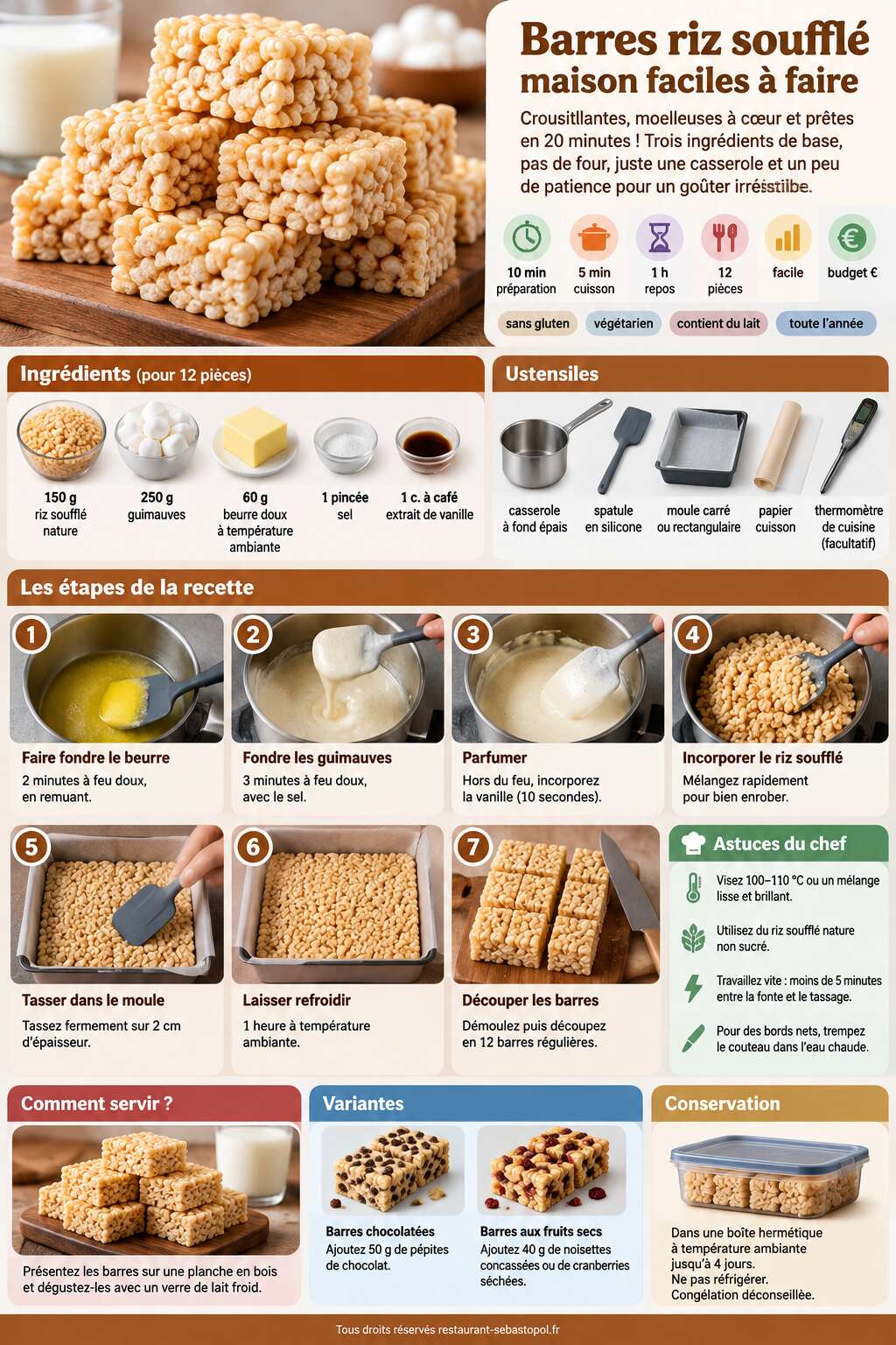 Fiche recette Barres riz souffl&eacute; maison faciles &agrave; faire